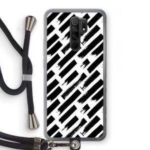 Zwarte vegen: Xiaomi Redmi 9 Transparant Hoesje met koord
