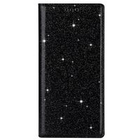 iPhone SE 2022 hoesje - Bookcase - Pasjeshouder - Portemonnee - Glitter - TPU - Zwart