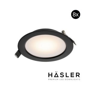 Inbouwspot Häsler Zamorra Incl. Fase Aansnijding Dimbaar 13.7 cm 8 Watt Warm Wit Zwart Set 8x