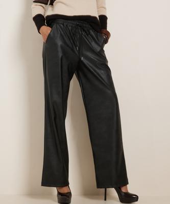 wide fit broek lederlook