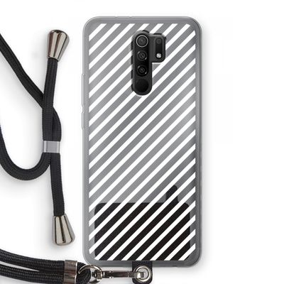 Strepen zwart-wit: Xiaomi Redmi 9 Transparant Hoesje met koord