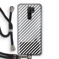 Strepen zwart-wit: Xiaomi Redmi 9 Transparant Hoesje met koord