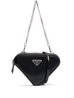 Prada mini sac à main en cuir à effet brossé - Noir