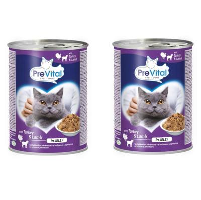 PREVITAL Turkey with lamb in jelly - nat kattenvoer - 2x415g