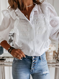 Casual Loose Lace Edge Blouse