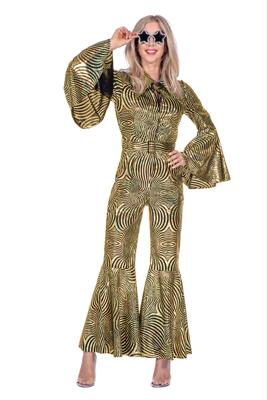 Disco Catsuit Cirkels Holografisch Goud