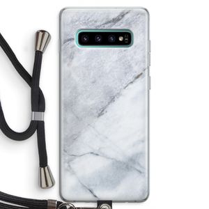 Witte marmer: Samsung Galaxy S10 Plus Transparant Hoesje met koord