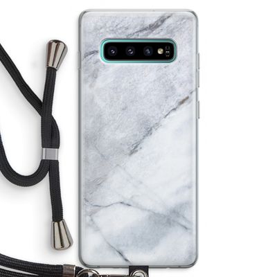 Witte marmer: Samsung Galaxy S10 Plus Transparant Hoesje met koord
