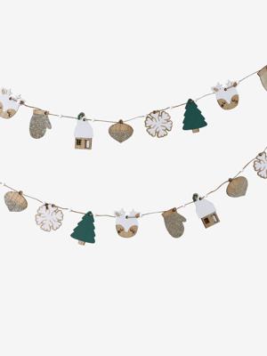 Houten kerstslinger in twee kleuren hout