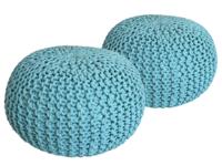Mia - Sitzhocker Pouf SET 2 - mint - 100% gerecycled katoen - Ø 55 cm H 37 cm