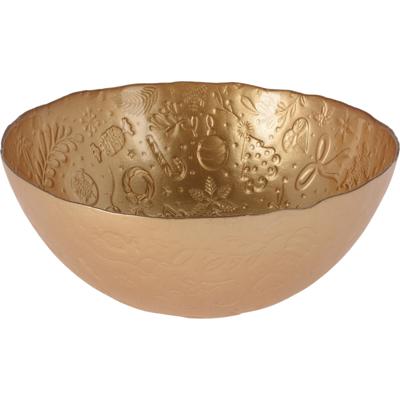 Fruitschaal - goud - glas - D28 x H11,5 cm - rond - kerst schaal