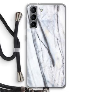 Gestreepte marmer: Samsung Galaxy S21 Transparant Hoesje met koord