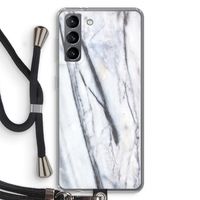 Gestreepte marmer: Samsung Galaxy S21 Transparant Hoesje met koord
