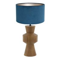 Light Living tafellamp Gregor - blauw - hout - 17 cm - E27 fitting - 3597BE