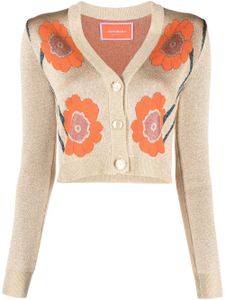 La DoubleJ cardigan crop Daisychain en jacquard - Or