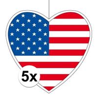 5x Amerika hangdecoratie harten 14 cm