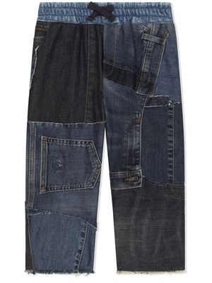 Dolce & Gabbana Kids pantalon à design patchwork - Bleu