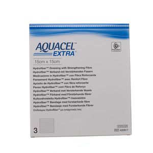 Aquacel Extra Verb Hydrofiber+versterk. 15x15cm 3