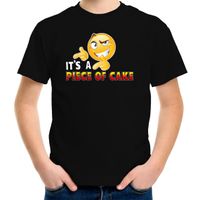 Funny emoticon t-shirt Its a piece of cake zwart kids - thumbnail