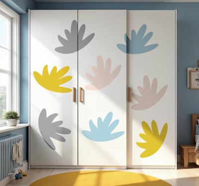 Pastel kinderbladeren kast stickers