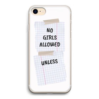 No Girls Allowed Unless: iPhone 7 Transparant Hoesje