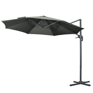 Outsunny Grijze Parasol met Kruisvoet - Weerbestendige Tuinparasol, 294 cm x 248 cm