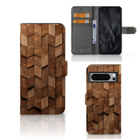 Book Style Case voor Google Pixel 8 Pro Wooden Cubes - thumbnail