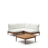 Kave Home Modulaire Loungeset 'Portitxol' Teakhout, Met 1 hoekfauteuil, 2 fauteuils en salontafel