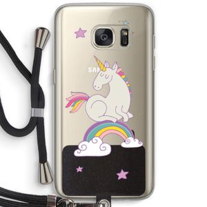 Regenboog eenhoorn: Samsung Galaxy S7 Transparant Hoesje met koord
