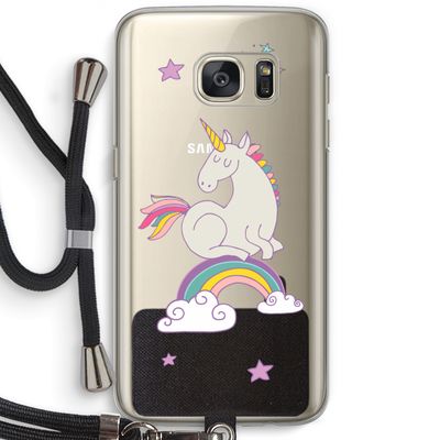 Regenboog eenhoorn: Samsung Galaxy S7 Transparant Hoesje met koord