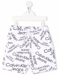 Calvin Klein Kids short à logo imprimé - Blanc