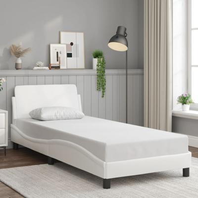 Bedframe met hoofdbord kunstleer wit 80x200 cm