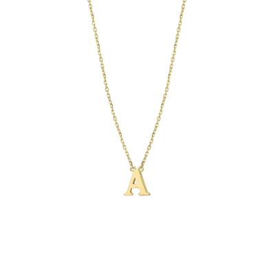 14k Gouden Letter Collier - Anker Schakel 0,8 mm, 40-44 cm Verstelbaar