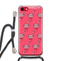 Flamingo: iPhone SE 2020 Transparant Hoesje met koord
