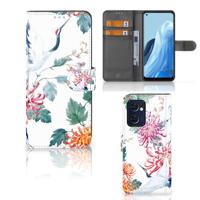 OPPO Find X5 Lite | Reno 7 5G | Telefoonhoesje | Met pasjeshouder | Bird Flowers