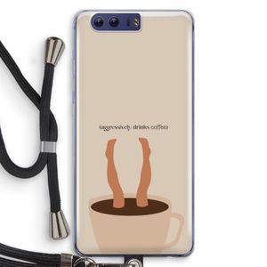 Aggressively drinks coffee: Honor 9 Transparant Hoesje met koord