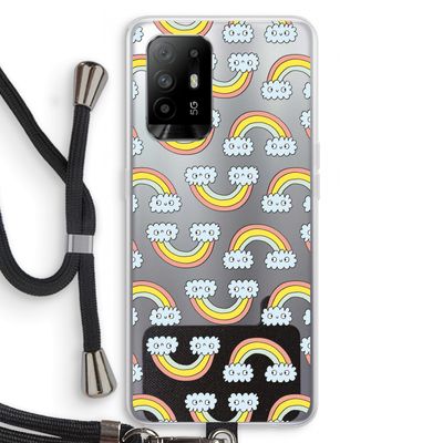 Regenboog: Oppo A94 5G Transparant Hoesje met koord
