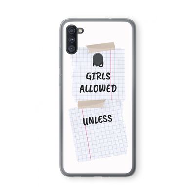 No Girls Allowed Unless: Samsung Galaxy A11 Transparant Hoesje