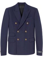 Versace blazer croisé à plaque logo - Bleu