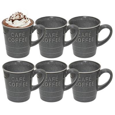 Secret de gourmet Koffiemok - 12x - grijs - keramiek - 200 ml - beker - mokken