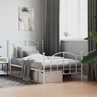 Bedframe met hoofd- en voeteneinde metaal wit 100x190 cm - thumbnail