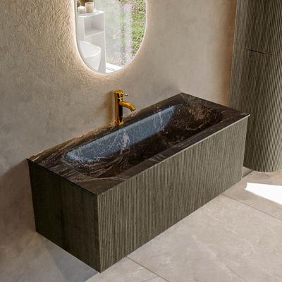 Badmeubel Mondiaz Kurve-Dlux | 110 cm cm | Meubelkleur Shadow | Wastafelkleur Lava | Solid surface | Wasbak midden spoelbak | 1 kraangat
