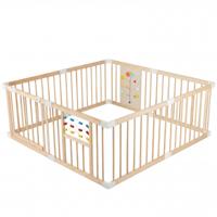 Houten Babypark met Afsluitbare Deur en Speelgoed Verstelbaar Speelhek in Verschillende Vormen voor Peuters van 6 tot 24 Maanden