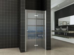 Saqu Essential Nisvouwdeur 100x202cm Links Aluminium-look/Helder glas (antikalk)