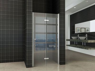 Saqu Essential Nisvouwdeur 100x202cm Links Aluminium-look/Helder glas (antikalk)