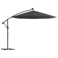 The Living Store Hangende Parasol LED Verlichting - Antraciet - 300 x 254 cm - UV-beschermend - Solar aangedreven