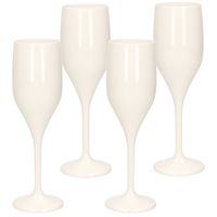 Set van 12x stuks champagne/prosecco flutes glazen wit 150 ml van onbreekbaar kunststof