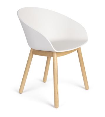Zuiver Eetkamerstoel 'Void' Eiken en gerecycled PP, kleur Wit