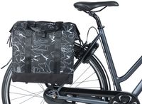 Basil grand flower fietsshopper - zwarte waterafstotende tas met laptopvak - 23l