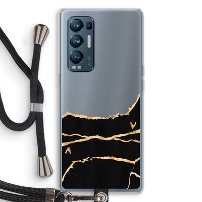Gouden marmer: Oppo Find X3 Neo Transparant Hoesje met koord